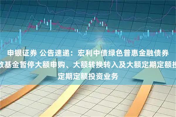 申银证券 公告速递：宏利中债绿色普惠金融债券优选指数基金暂停大额申购、大额转换转入及大额定期定额投资业务
