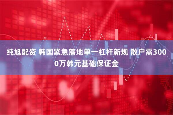 纯旭配资 韩国紧急落地单一杠杆新规 散户需3000万韩元基础保证金